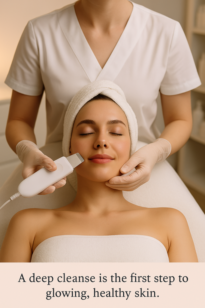Spa professional ready for a deep facial cleansing session