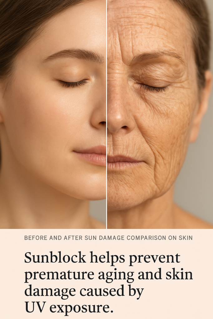 Before and after sun damage comparison on skin