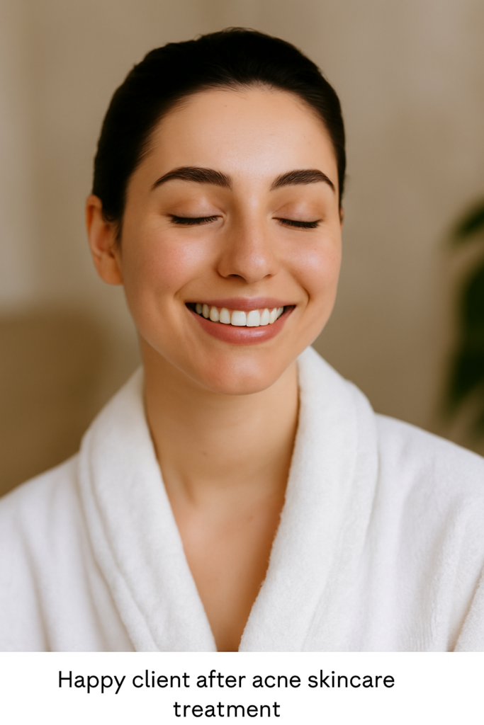 Professional acne facial in a spa setting
